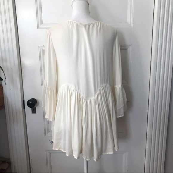 Anthropologie Ella Moss Boho Ivory Blouse Top Lace Front Rayon - Picture 7 of 8